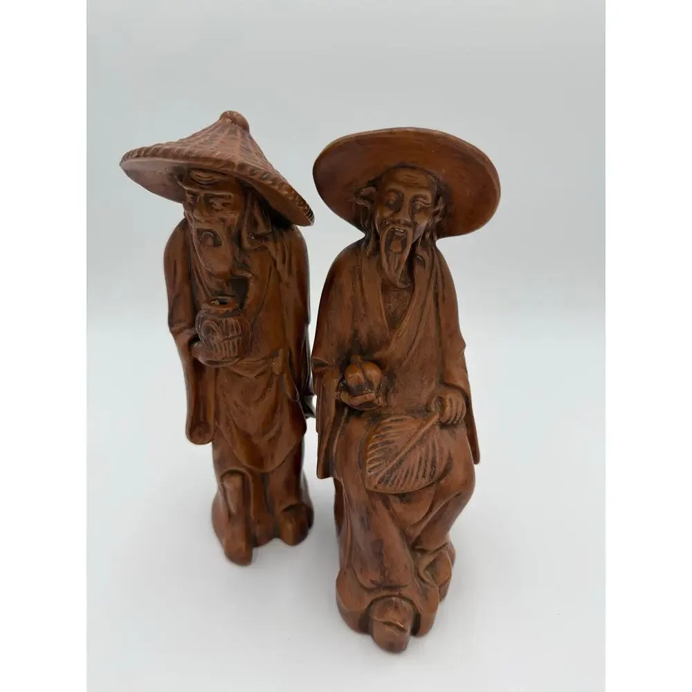 1970's Chinese Mud Med Statues PAIR